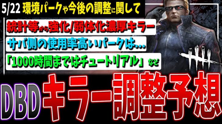 【DBD】このキラーは強化、弱体化濃厚/使用率で調整するなら…/その他アプデ関係話題など【デッドバイデイライト】