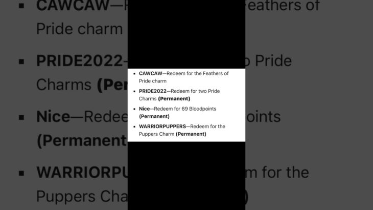 DBD codes #shortvideo #gaming #deadbydaylightsurvivor